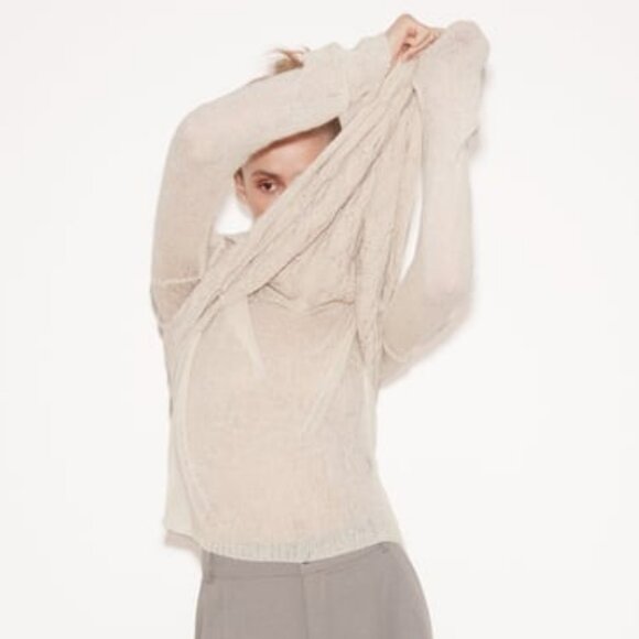 ZARA Wool Blend Knit Sweater Size M NWT Cream - Picture 3 of 9